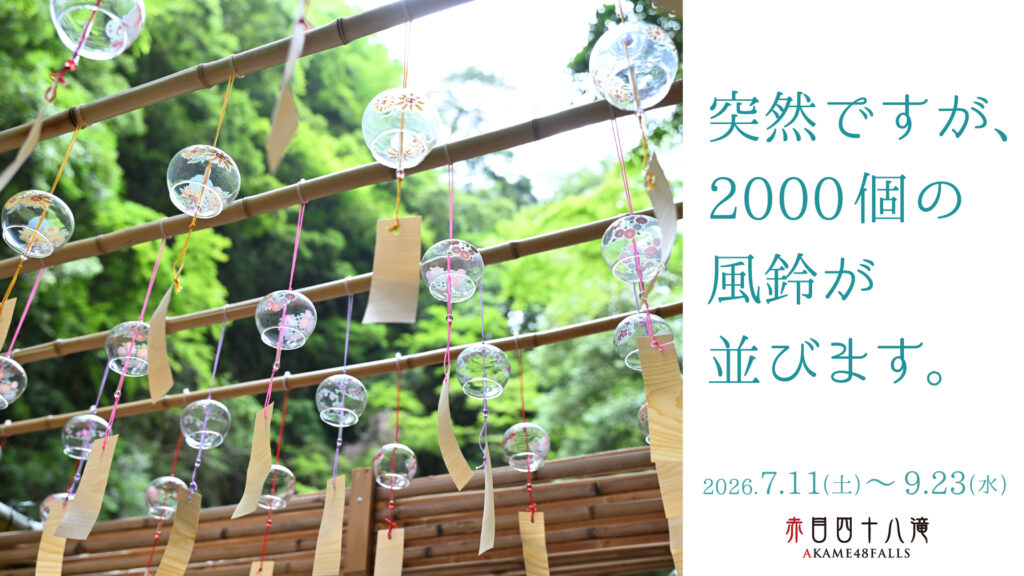 掛け軸風鈴 突然ですが、2000個の風鈴が並びます。 | 忍者修行の里 赤目四十八滝